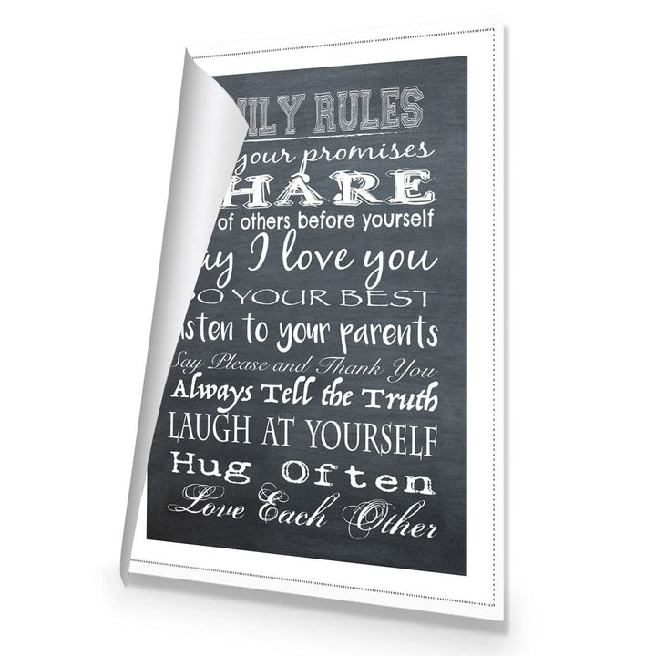 Family Rules, Black and White Wall Art