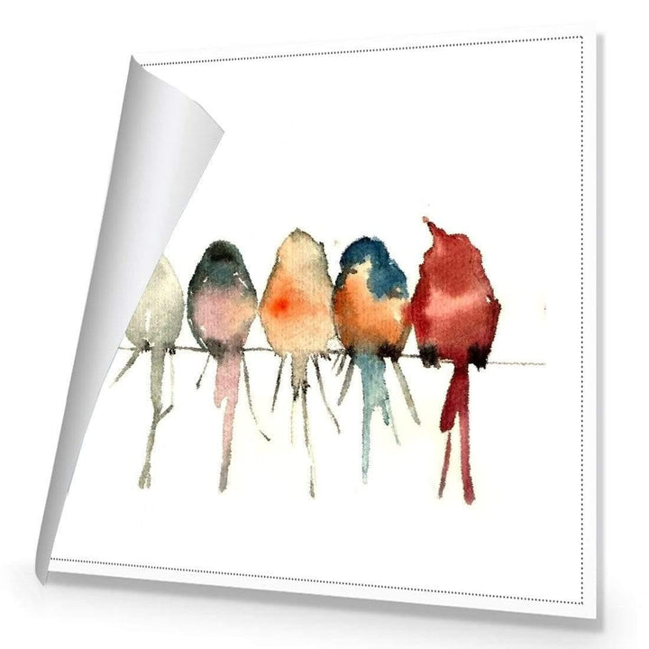 Watercolour Birds on Branch (square) Wall Art
