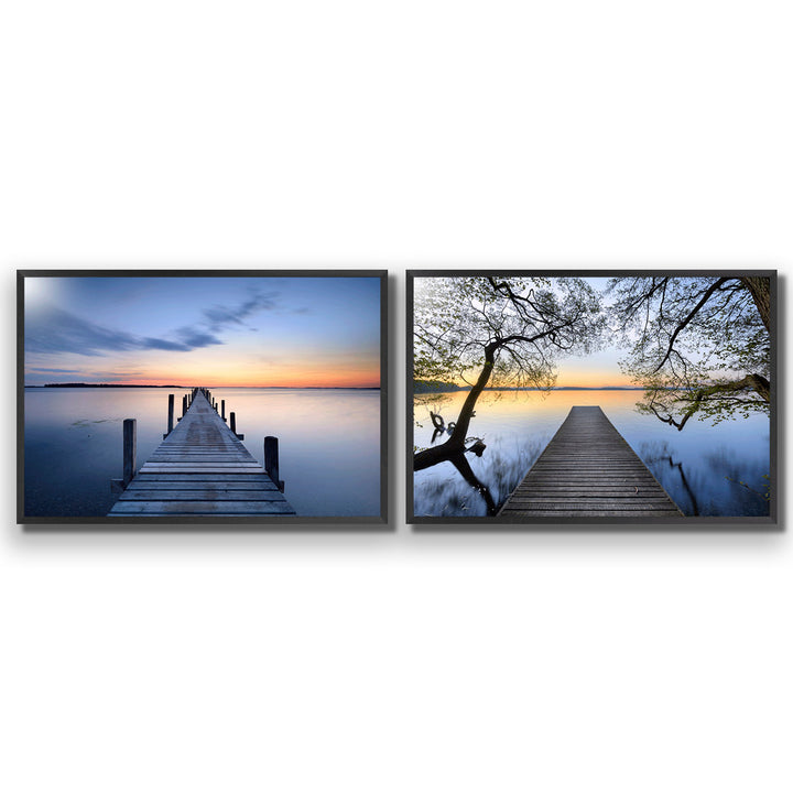 Misty Blue Jetty Escaped Perfect Pairs Wall Art