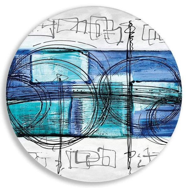 Wheels of Time Electric Blue Abstract Circle Acrylic Glass Wall Art