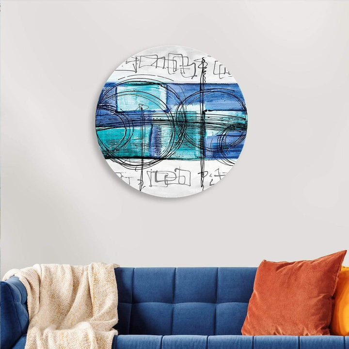 Wheels of Time Electric Blue Abstract Circle Acrylic Glass Wall Art