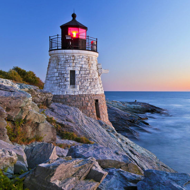 Lighthouse at Sunset (square) Wall Art