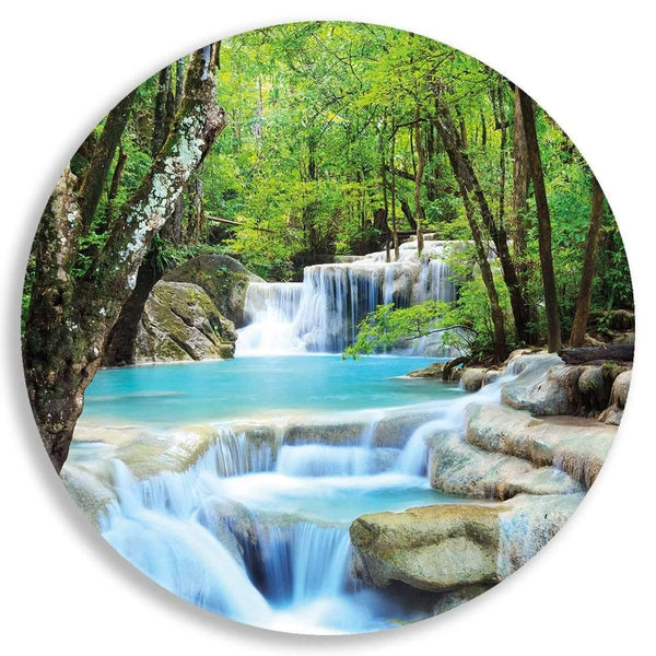 Soft Waterfalls Circle Acrylic Glass Wall Art