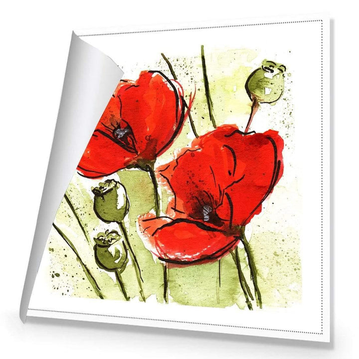Abstract Poppy Stems, Original (Square) Wall Art