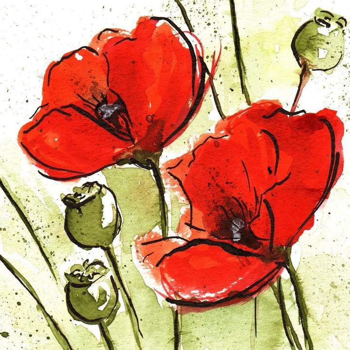 Abstract Poppy Stems, Original (Square) Wall Art