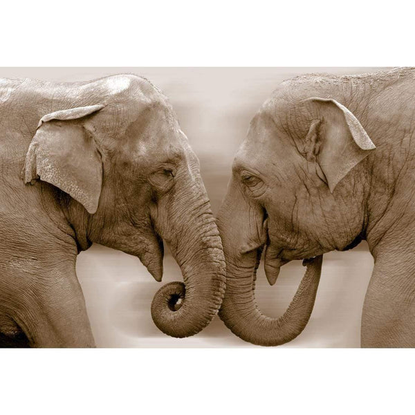 Elephants Kissing, Sepia Wall Art