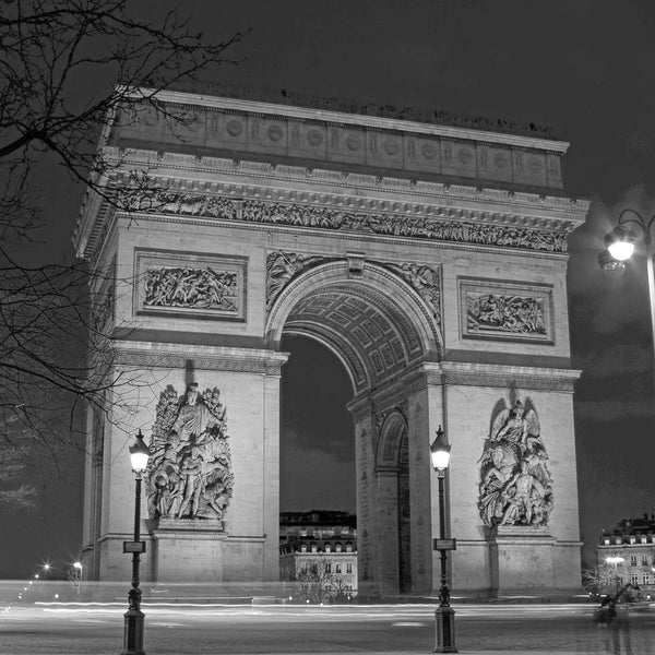 Arch De Triomphe, Black and White (Square) Wall Art
