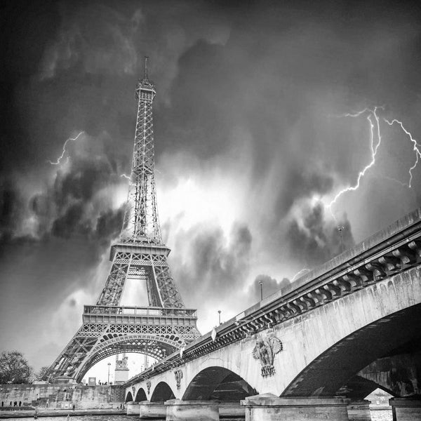 Eiffel Bridge Storm (square) Wall Art