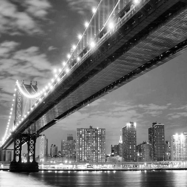 Bridge over New York, Black and White (Square) Wall Art