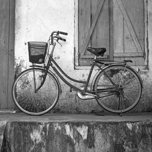 Vintage Bicycle, Black and White (square) Wall Art