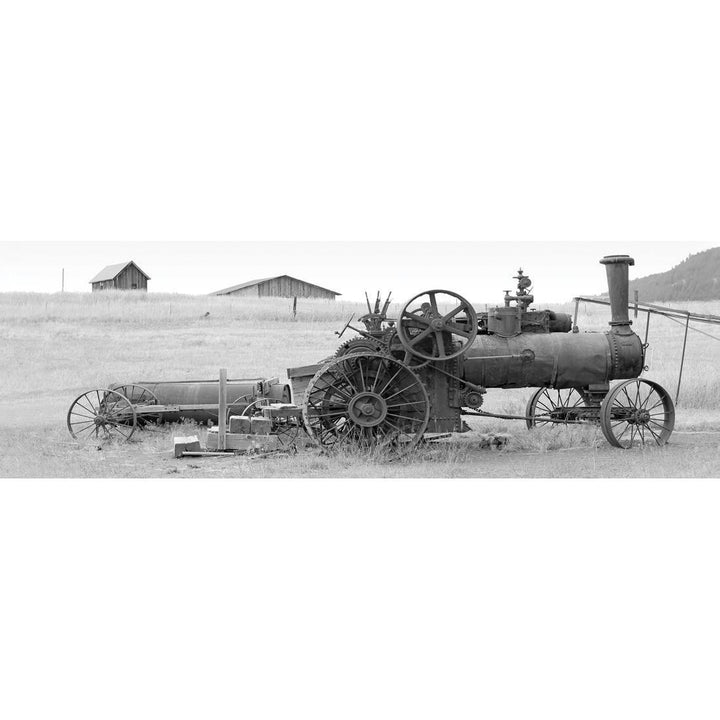 Vintage Train Tractor, Black and White (long) Wall Art