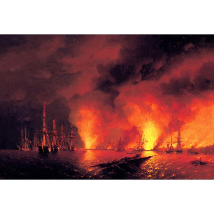 Naval Battle at Night By Ivan Aivazovsky Wall Art