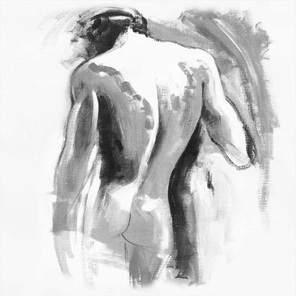 Nude Man, Black and White (Square) Wall Art