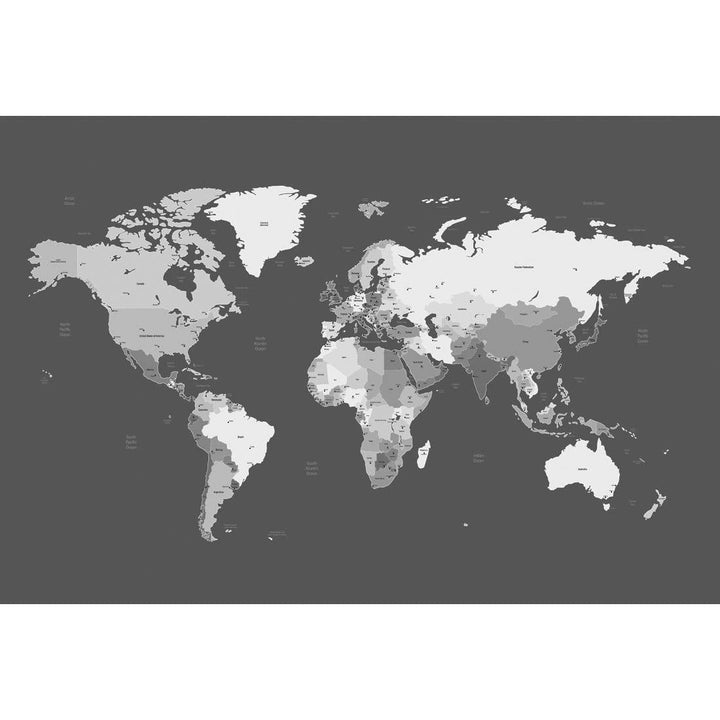 World Map, Grey Wall Art