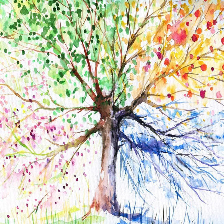 Rainbow Tree, Original (square) Wall Art