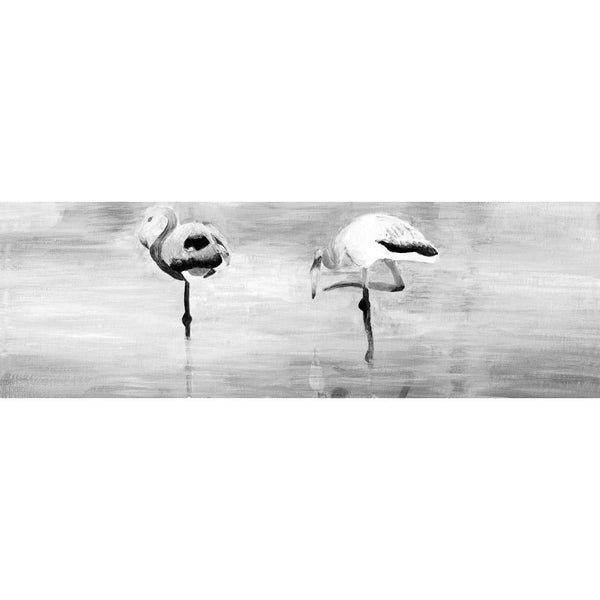 Painted Flamingoes, Black and White (long) Wall Art