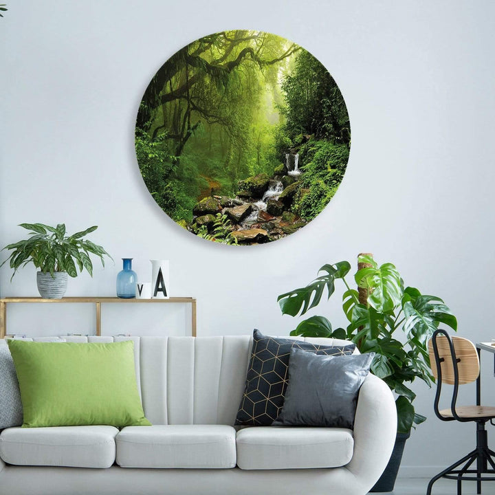 Romantic Rainforest Circle Acrylic Glass Wall Art