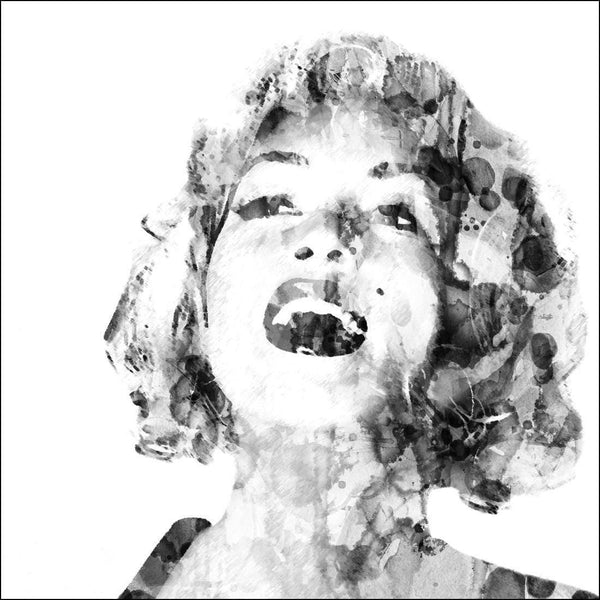 Marilyn Abstract Hair, Black and White (square) Wall Art