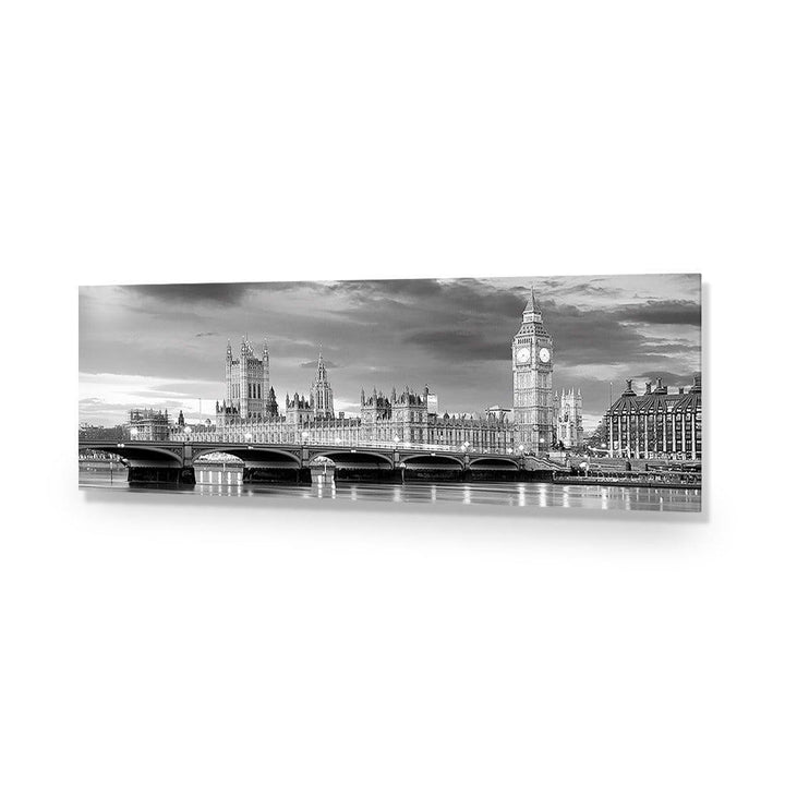 London River Reflections, Black and White (long) Wall Art