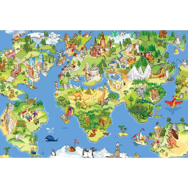 Children's World Map, Original Wall Art