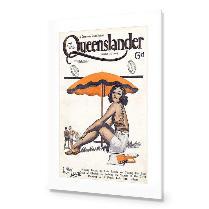 Queenslander Orange Umbrella Girl, Original Wall Art