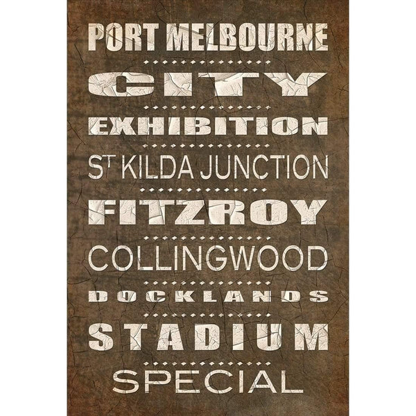 Bus Scroll Melbourne City Rustic Wall Art