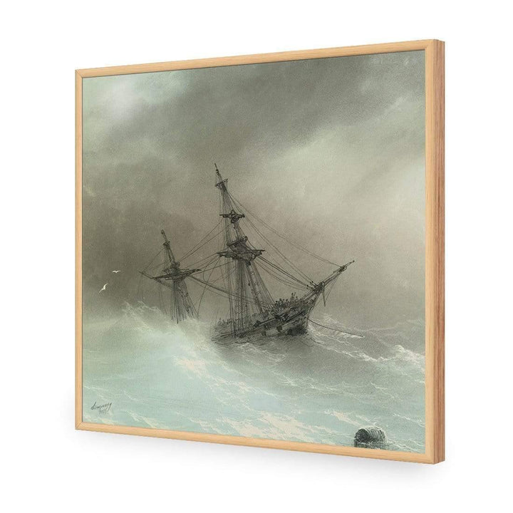Ship in Stormy Sea (square) By Ivan Aivazovsky Wall Art