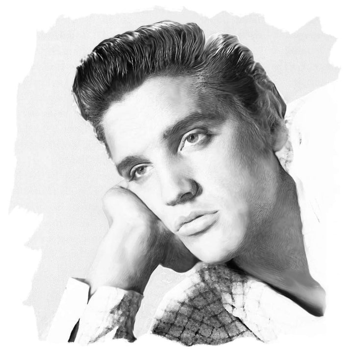 Elvis, Black and White (square) Wall Art