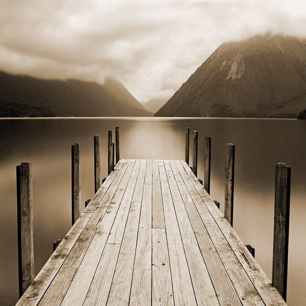 Tranquil Jetty, Sepia (square)
