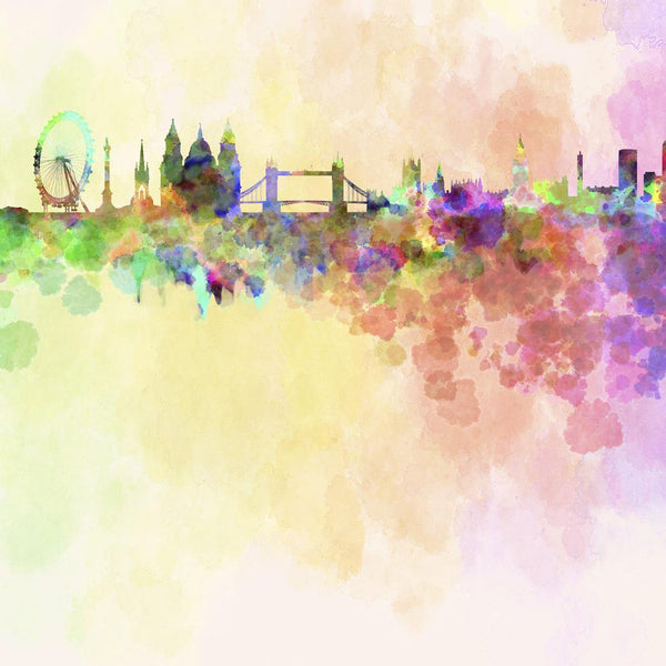 London Skyline, Watercolour (square) Wall Art