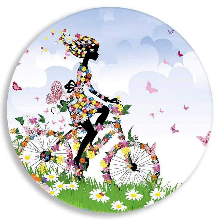 Flower Cycling Circle Acrylic Glass Wall Art