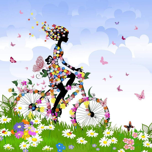 Flower Cycling (square) Wall Art