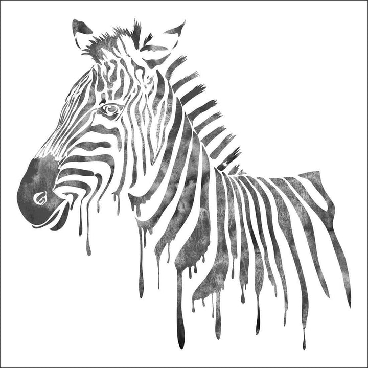 Zebra Drips, Black and White (square) Wall Art