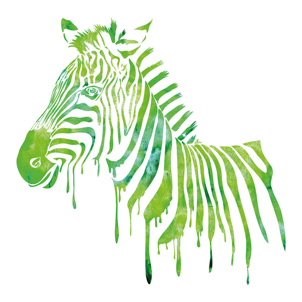Zebra Drips, Green (square)