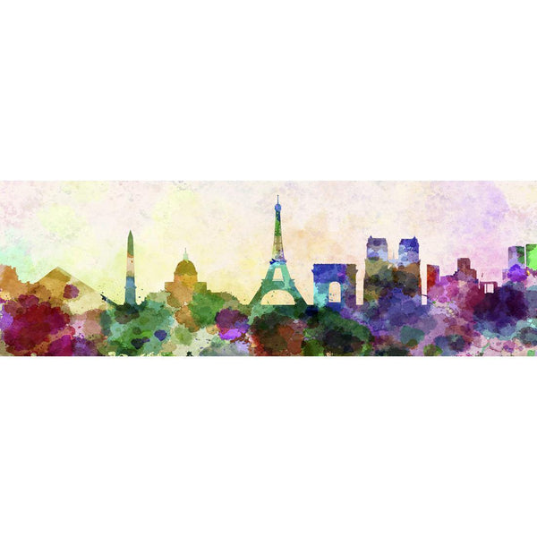 Paris Skyline, Watercolour (long) Wall Art