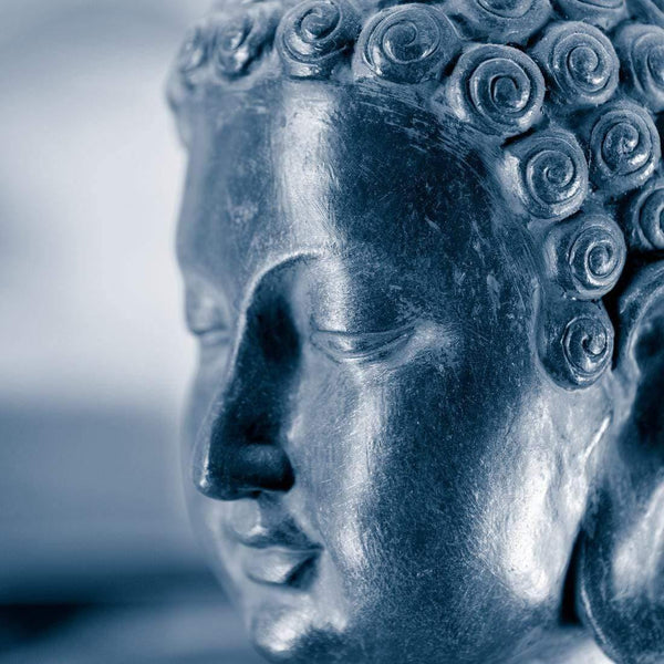 Buddha Close Up, Blue Green (square) Wall Art