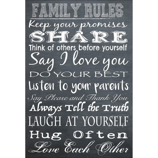 Family Rules, Black and White Wall Art