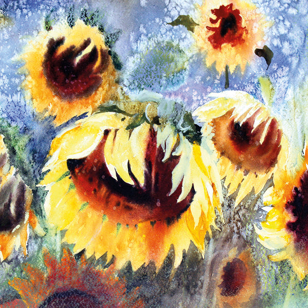 Watercolour Sunflowers (square)