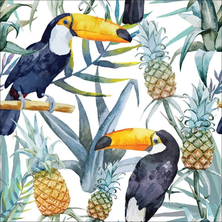 Pineapple Toucans (square) Wall Art