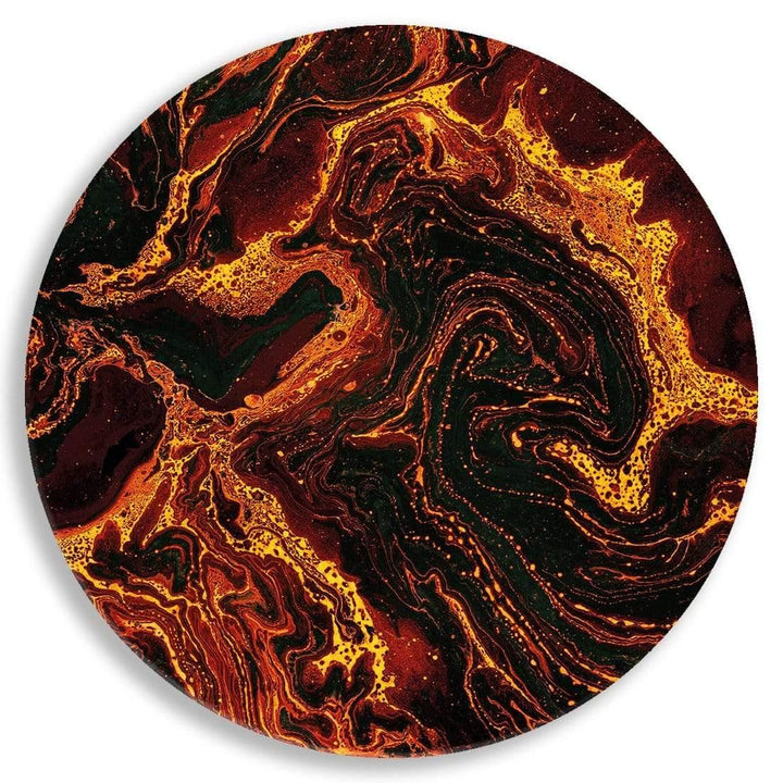 Rich Lava Flow Red Abstract Circle Acrylic Glass Wall Art