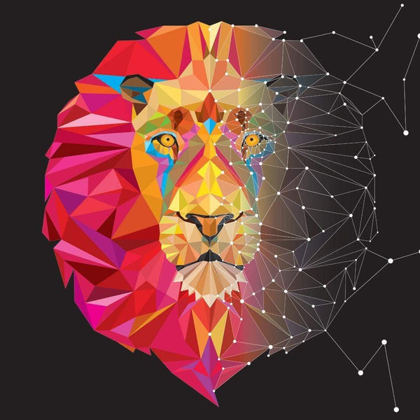 Geometric Lion, Vivid (square) Wall Art