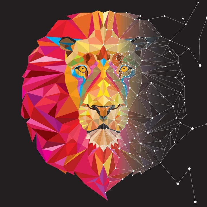 Geometric Lion, Vivid (square) Wall Art