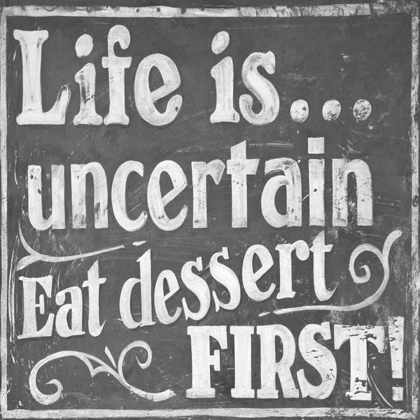 Eat Dessert Soon, Black and White (Square) Wall Art
