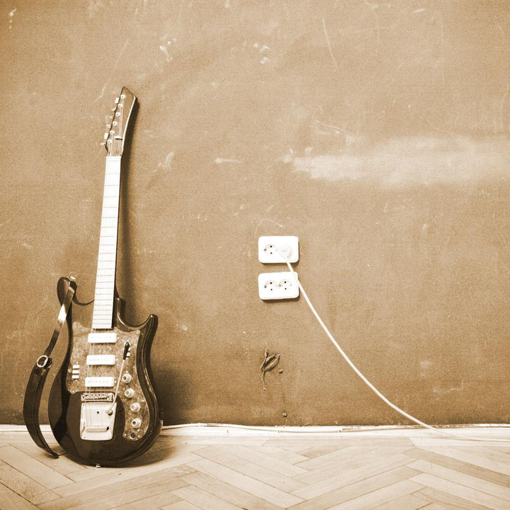 Vintage Guitar, Sepia (Square) Wall Art