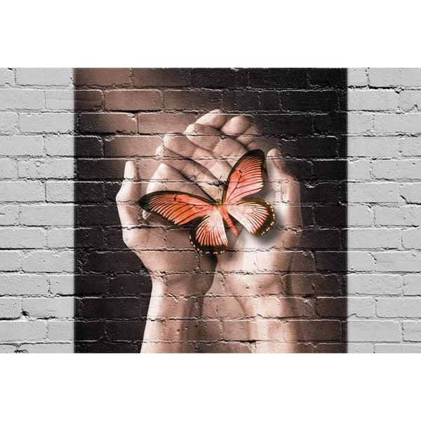 Butterfly Love Grafitti, Orange Wall Art