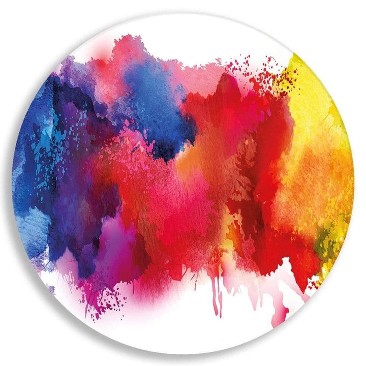 Primary Stains Abstract Circle Acrylic Glass Wall Art