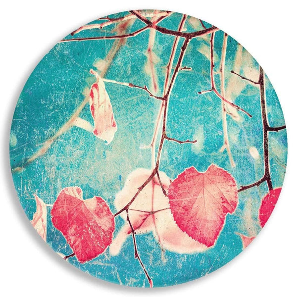 Valentine Leaves Circle Acrylic Glass Wall Art