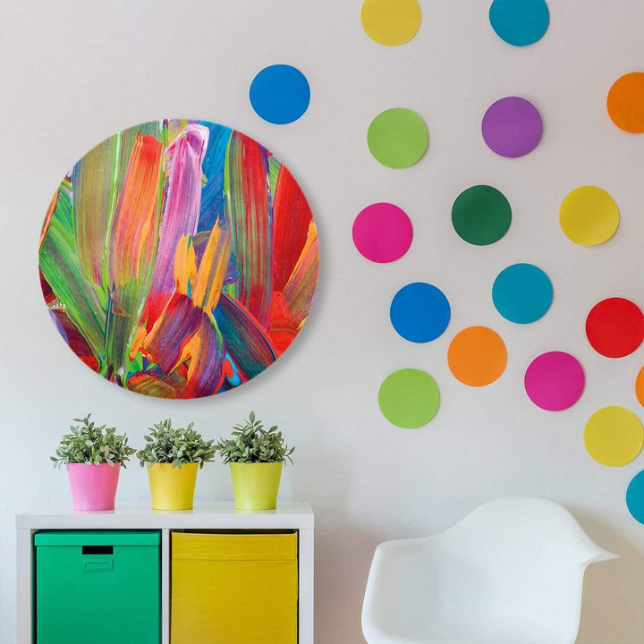 Different Strokes Abstract Circle Acrylic Glass Wall Art
