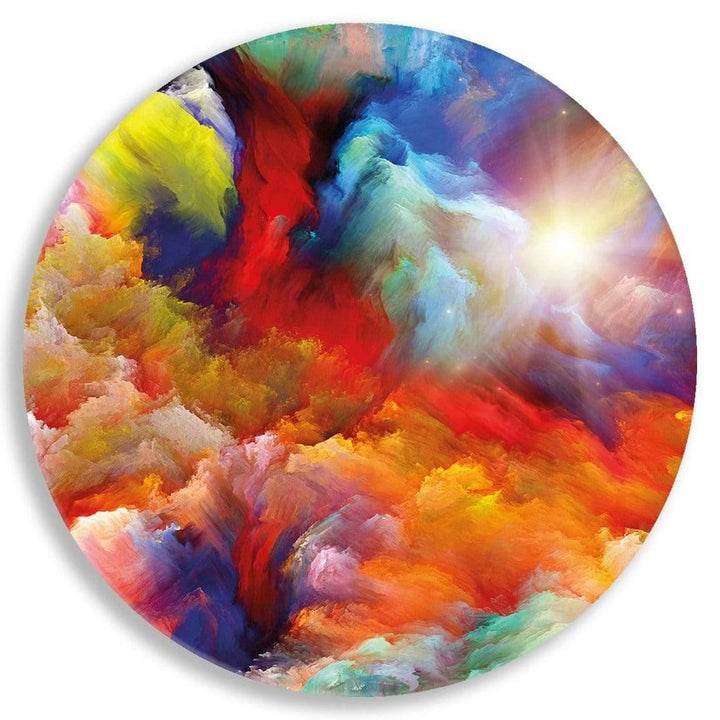 Clouds of Colour Abstract Circle Acrylic Glass Wall Art
