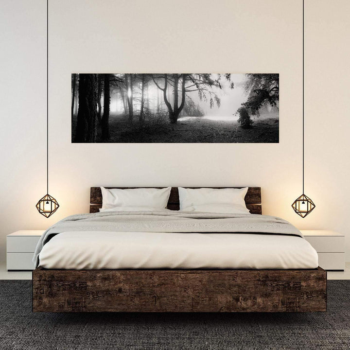 Winter Forest Pond, Black and White (Long) Wall Art